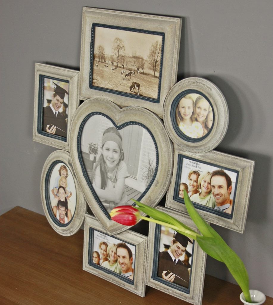 Bilderrahmen grau herz beige holz rahmen wandrahmen fotorahmen ...