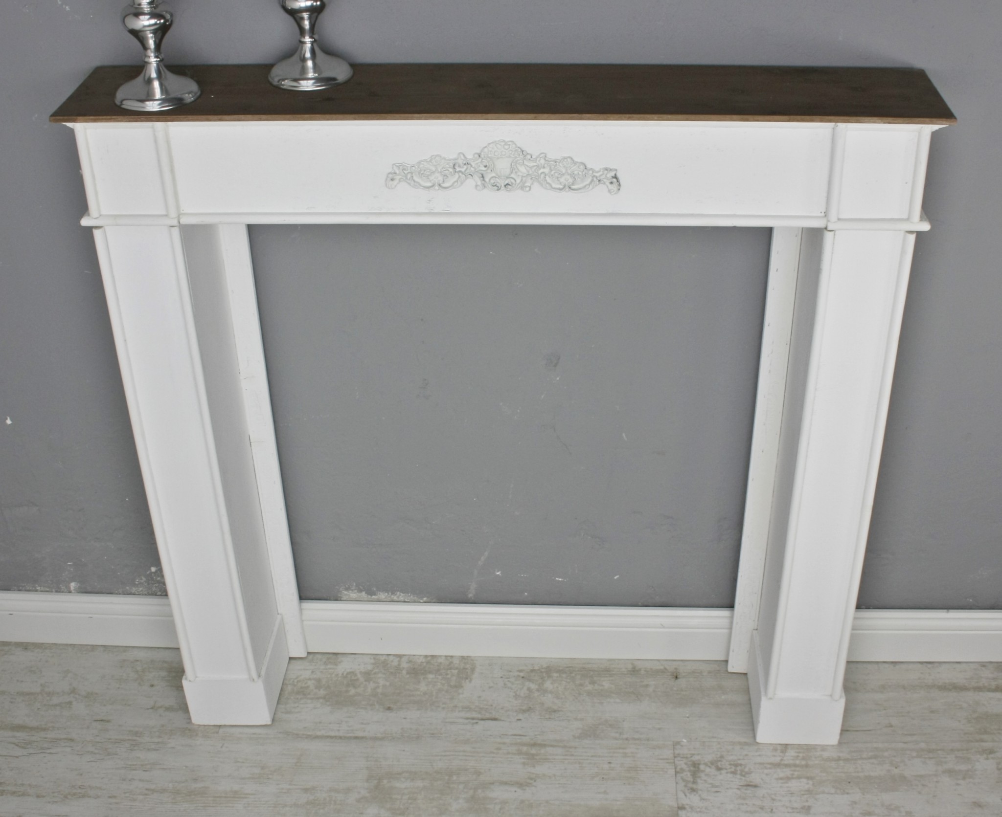 Kaminumrandung weiss aus Holz 3781_7